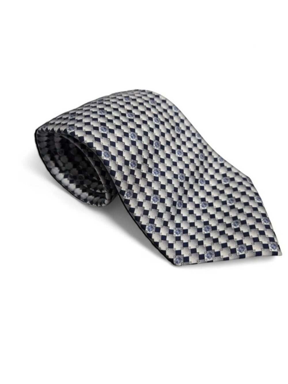 Loewe Arte Medial Blue Silver Silk Tie